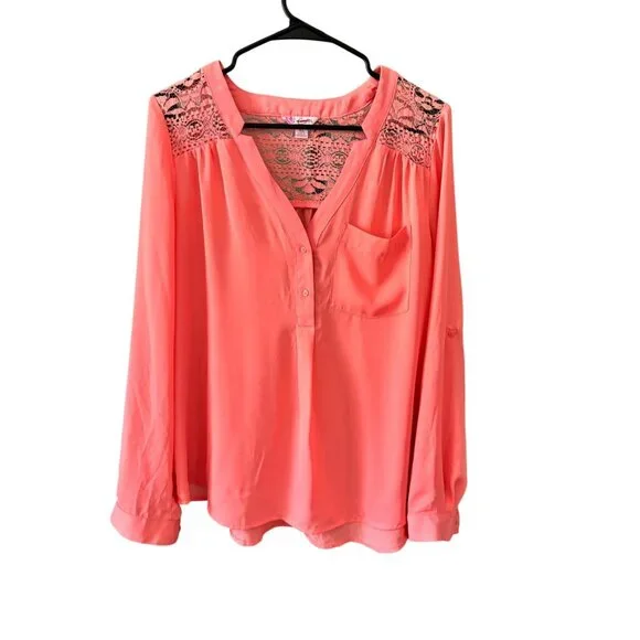 Candies Women's Peach Lightweight Long Sleeve Top - Picture 2 of 8